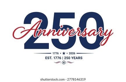 A logo commemorating 250 years since 1776 with a patriotic color scheme