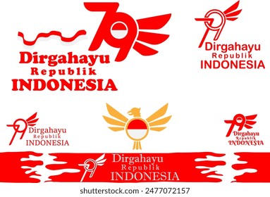 logo for commemorating independence day on August 17th. the number 79 logo with the basic colors red and white and the eagle