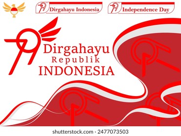 logo for commemorating independence day on August 17th. the number 79 logo with the basic colors red and white and the eagle
