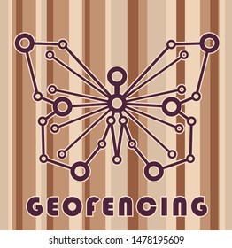 logo of communications or geolocation in the form of a butterfly, circles connected by lines