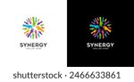 logo community, the concept of two or more entities working together, The interlocking circles represent the coming together of diverse elements