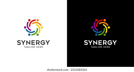 logo community, the concept of two or more entities working together, The interlocking circles represent the coming together of diverse elements