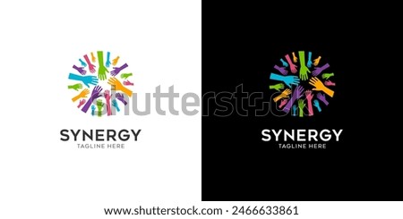 logo community, the concept of two or more entities working together, The interlocking circles represent the coming together of diverse elements