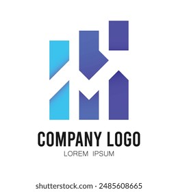 Logo for company business design vector with progress arrow to up with initial alphabet N or M. Editable illustration template idea for brand symbol