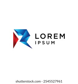 
Se muestra un logotipo para una empresa llamada "Lorem Ipsum". El logotipo es una letra R estilizada con un esquema de colores rojo, azul y blanco. El logotipo está diseñado para transmitir un sentido de creatividad e innovación
