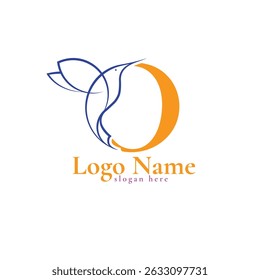 A logo for a company called logo name. The logo is a bird with a blue and orange outline