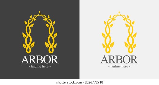 
A Logo For A Company, Community Or Institution With An Arbor, Vines And Garden Theme.