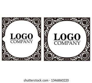 logo company Damask seamless pattern background stencil vector
