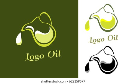 The logo for the company engaged olives oil. Sign bottle with  olives oil on white background. Logo vector - drop  olives oil.
