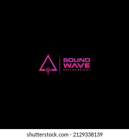 Logo for a company engaged in the sound field. Letter A with waving sound style. Purple red color