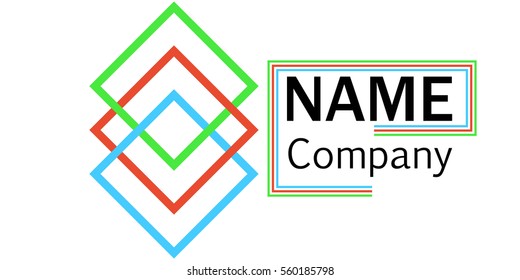 logo company name interlocking squares, simple elegant logo binding of three squares, vector easily edit