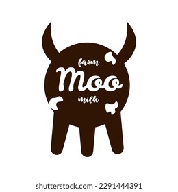 Logo for a company producing and selling farm milk. Moo Farm. Chocolate colors