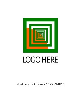 logo for company with square design in green and orange colour. simple company logo vector