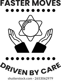 A logo for a company that is driven by care. The logo features two hands holding a sun, which represents the company's focus on providing warmth and light to its customers. The logo is simple