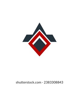 ein Logo für ein Unternehmen, das aus einem Dreieck und einem roten Quadrat besteht