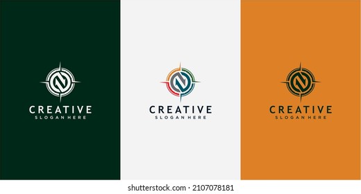Logo-Kompass mit Letter N-Logo-Design-Inspiration. Buchstabe N Logo-Design