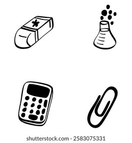 logo with comprehensive illustrations of stationery and study supplies	