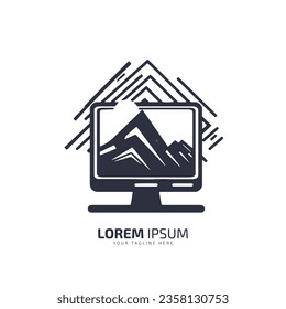 a logo of computer system icon of screen isolated on white background