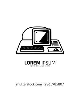 A logo of computer system vector silhouette icon design template isolated