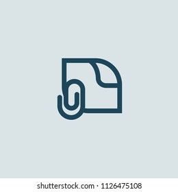Logo concept of archive, blog, note, encyclopedia, online courses, file storage, webinar, stationery, education. Document icon. Vector logotype design clip and paper.