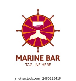 logo concept for the bar industry, illustration of a beer glass and marine symbol, creative logo design concept for the alcoholic beverage industry