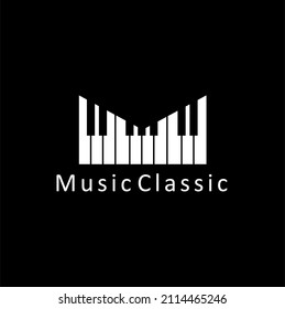 logo concept bar note piano black background
