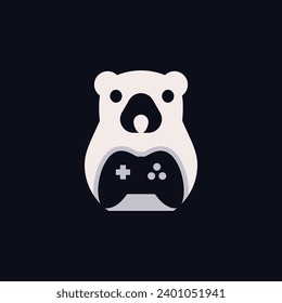 Logo concept of a bear holding a game stick, Vector illustration