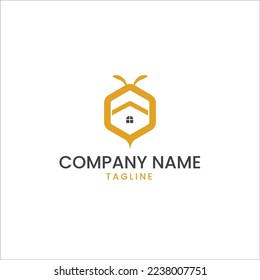 Logo concept for bee home free vector stock template