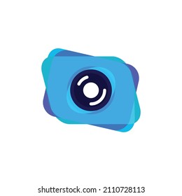 Logo concept of blue colorful camera. Icon for Photography app