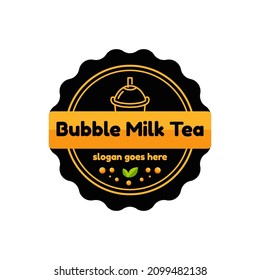 Logo Concept For Boba Drink, Milk Tea Or Bubble Tea. Can Also Be Used For Labels Or Stickers On Packaging Easily Changed As Needed