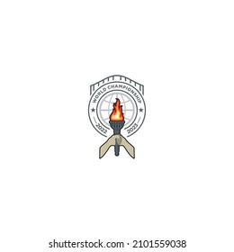 Logo concept of a burning torch being held in two hands, perfect for sports icons or other competitions