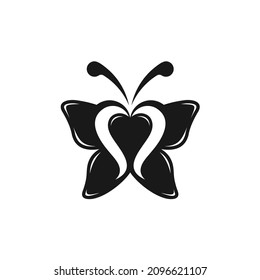 Logo Concept Butterfly Silhouette Heart Love Logo Design Inspiration
