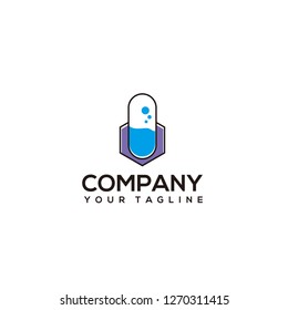 logo concept capsule and lab  simple- vector