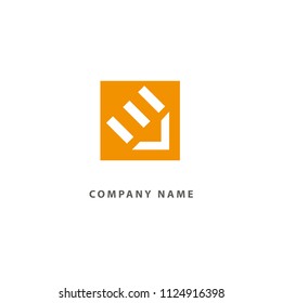 Logo concept of chat, blog, note, encyclopedia, online courses, outline art, webinar, communication, stationery, education. Sketch icon. Vector logotype design pen and paper.
