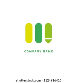 Logo concept of chat, blog, note, encyclopedia, online courses, outline art, webinar, communication, stationery, education. Sketch icon. Vector logotype design pen and paper.