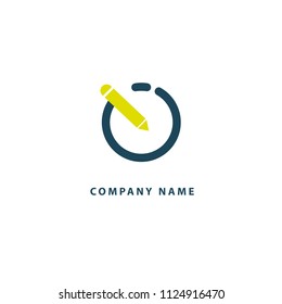 Logo concept of chat, blog, note, encyclopedia, online courses, outline art, webinar, communication, stationery, education. Sketch icon. Vector logotype design pen and paper.