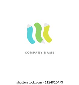 Logo concept of chat, blog, note, encyclopedia, online courses, outline art, webinar, communication, stationery, education. Sketch icon. Vector logotype design pen and paper.