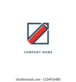 Logo concept of chat, blog, note, encyclopedia, online courses, outline art, webinar, communication, stationery, education. Sketch icon. Vector logotype design pen and paper.