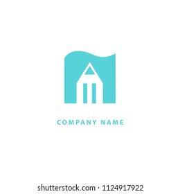 Logo concept of chat, blog, note, encyclopedia, online courses, sketch art, webinar, communication, stationery, education. Message icon. Vector logotype design pen and paper.