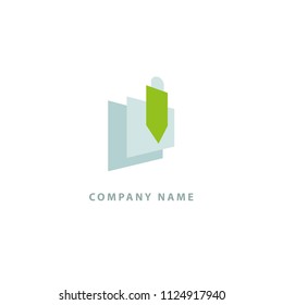 Logo concept of chat, blog, note, encyclopedia, online courses, sketch art, webinar, communication, stationery, education. Message icon. Vector logotype design pen and paper.