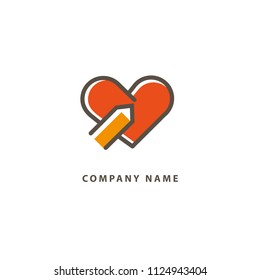 Logo concept of chat, blog, note, encyclopedia, online courses, outline art, webinar, communication, stationery, education. Sketch icon. Vector logotype design pen and paper.