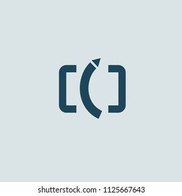 Logo concept of chat, blog, note, encyclopedia, online courses, outline art, webinar, communication, stationery, education. Sketch icon. Vector logotype design pen and paper.