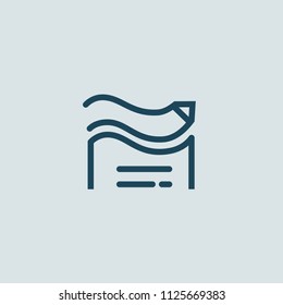 Logo concept of chat, blog, note, encyclopedia, online courses, sketch art, webinar, communication, stationery, education. Message icon. Vector logotype design pen and paper.
