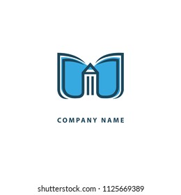 Logo concept of chat, blog, note, encyclopedia, online courses, sketch art, webinar, communication, stationery, education. Message icon. Vector logotype design pen and paper.