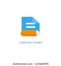 Logo concept of chat, blog, note, encyclopedia, online courses, sketch art, webinar, communication, stationery, education. Message icon. Vector logotype design pen and paper.