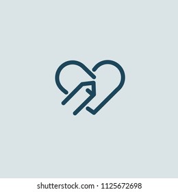 Logo concept of chat, blog, note, encyclopedia, online courses, outline art, webinar, communication, stationery, education. Sketch icon. Vector logotype design pen and paper.