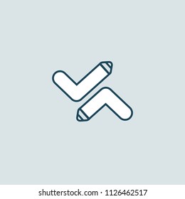 Logo concept of chat, blog, note, encyclopedia, online courses, outline art, webinar, communication, stationery, education. Sketch icon. Vector logotype design pen and paper.