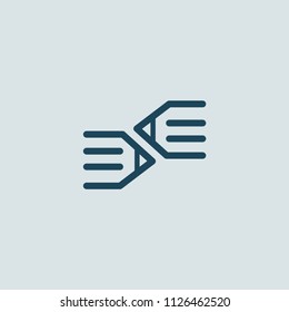 Logo concept of chat, blog, note, encyclopedia, online courses, outline art, webinar, communication, stationery, education. Sketch icon. Vector logotype design pen and paper.
