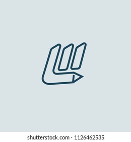 Logo concept of chat, blog, note, encyclopedia, online courses, outline art, webinar, communication, stationery, education. Sketch icon. Vector logotype design pen and paper.