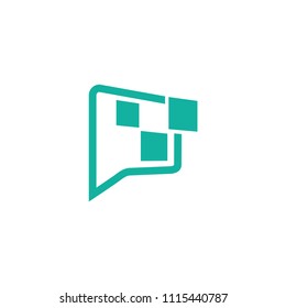Logo concept of chat, media, dialogue script, popup, spam, profile, communication, contact, social network. Support service, messenger. Message icon. Vector modern logotype design speech bubble.